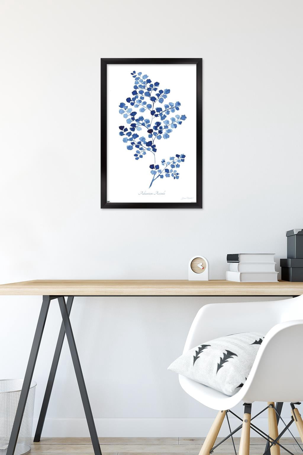 Jean Plout - Indigo Botanical Adiantum Assimle Wall Poster, 14.725" x 22.375" Framed