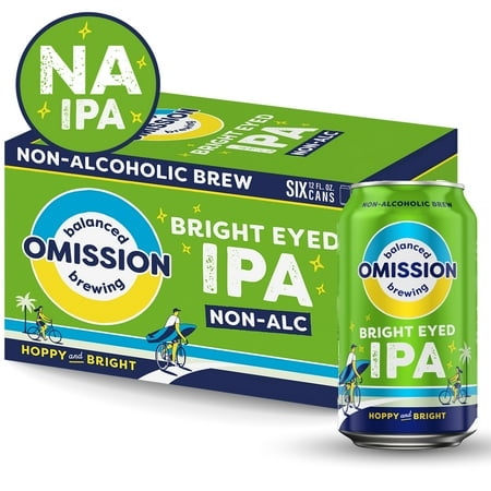 Omission Balanced Brewing, Bright Eyed Non-Alcoholic IPA 6 pack 12 fl. oz. Cans, Craft Beer, 0.5% ABV