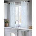 thumbnail image 5 of Blue Dandelion Sheer Curtains 45 Inch Length 2 Panels Set for Living Room/Bedroom, Spring Modern Minimalist Country Flower Kitchen Curtains Grommet Semi-Sheer Curtains Window Treatments 42"x45"x2, 5 of 7