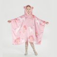 thumbnail image 3 of Marina Decoration Glow in the Dark Blanket Wearable Hoodie for Kids Girls Oversized Woven Fluffy Plush Soft Warm Cozy Flannel Fleece Hooded Sweatshirt with Giant Pocket, 110 x 75 cm Pink Unicorn, 3 of 9