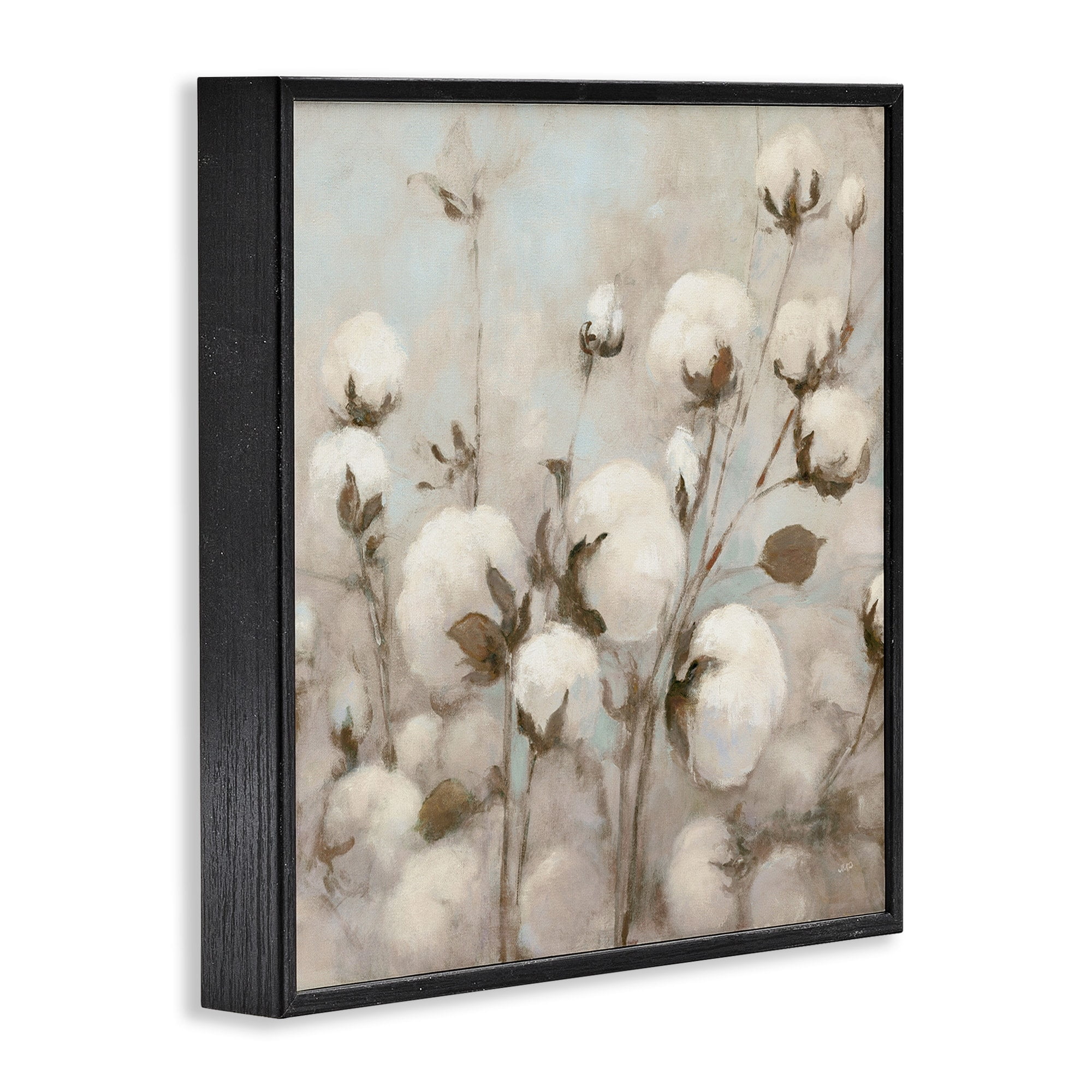 Stupell Industries Beautiful Cotton Flower Neutral Brown Painting Framed Giclee Texturized Art by Julia Purinton