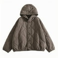thumbnail image 3 of Xdegoge Lightweight Barn Jackets for Women Hooded Button Down Jacket Casual Quilted Padded Coat Fashion Fall Winter Loose Warm Coats with Pockets, 3 of 7