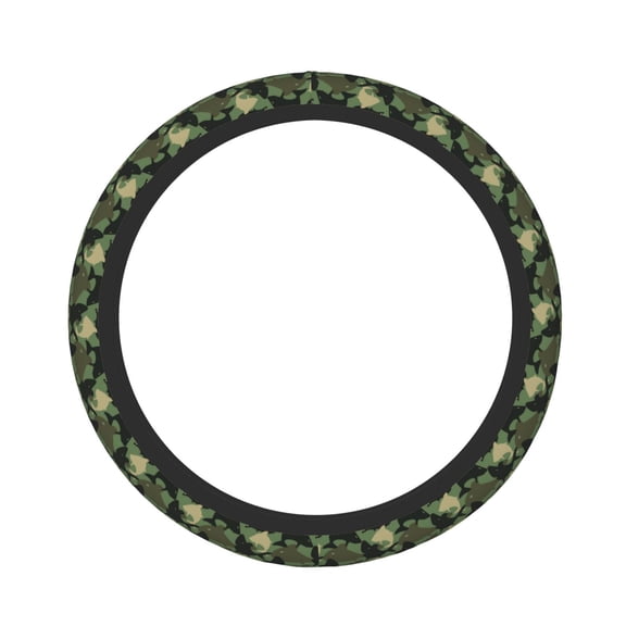 Rateoe Camouflage Shark Pattern Elastic Stretch Steering Wheel Cover, Universal 15 inch, Microfiber Breathable , Anti-Slip, Odorless, Easy Carry