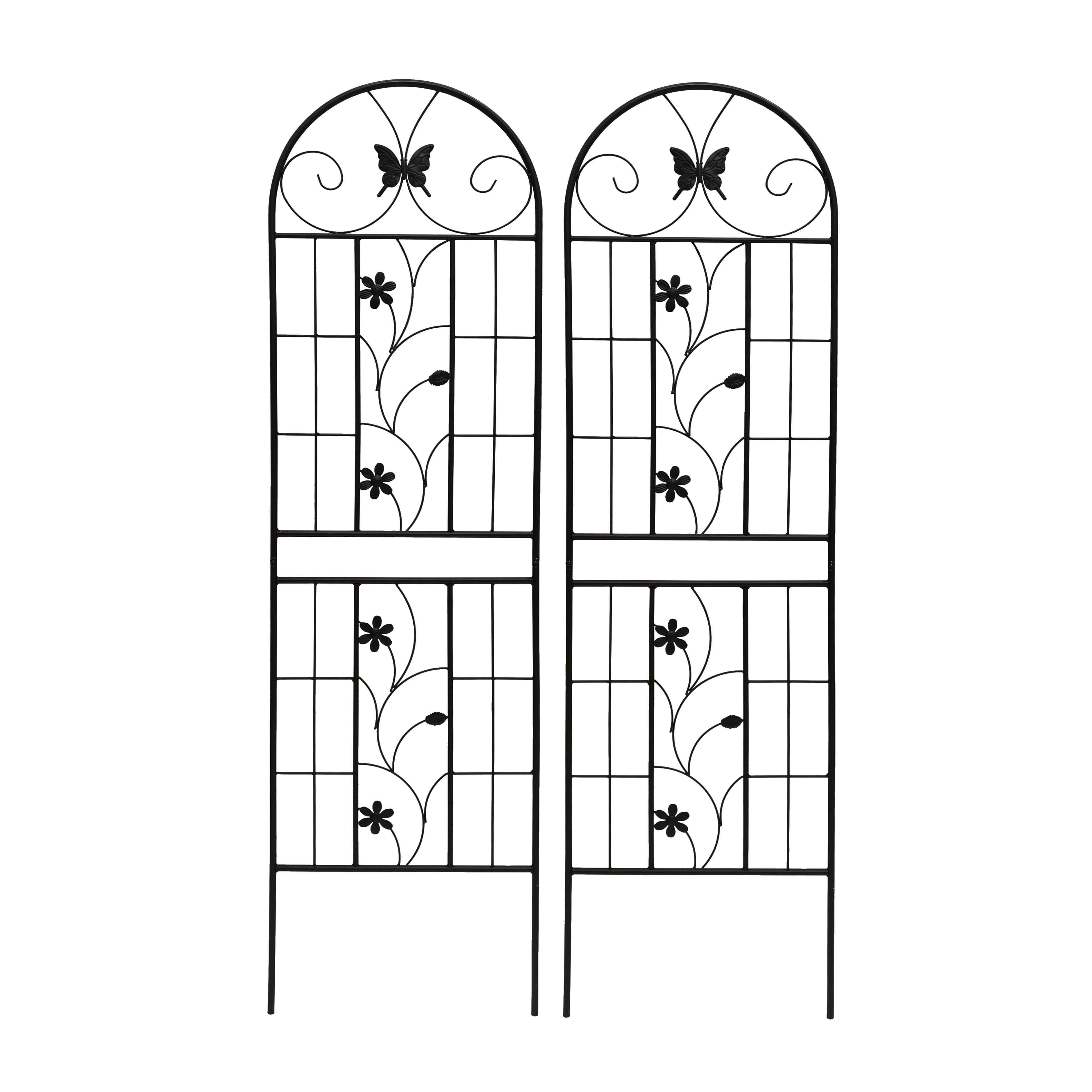 MAYEERTY 2 Pack Metal Garden Trellis 71 x 19.7 Inch Rustproof Climbing Plants Support Black Outdoor Flower