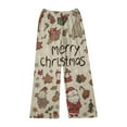 thumbnail image 4 of WTOBBY Women's Holiday Print Flannel Pajama Pants, Fashionable Christmas-Themed Sleepwear with Comfortable Fit, Merry Christmas Design for Women,Khaki 2XL, 4 of 6