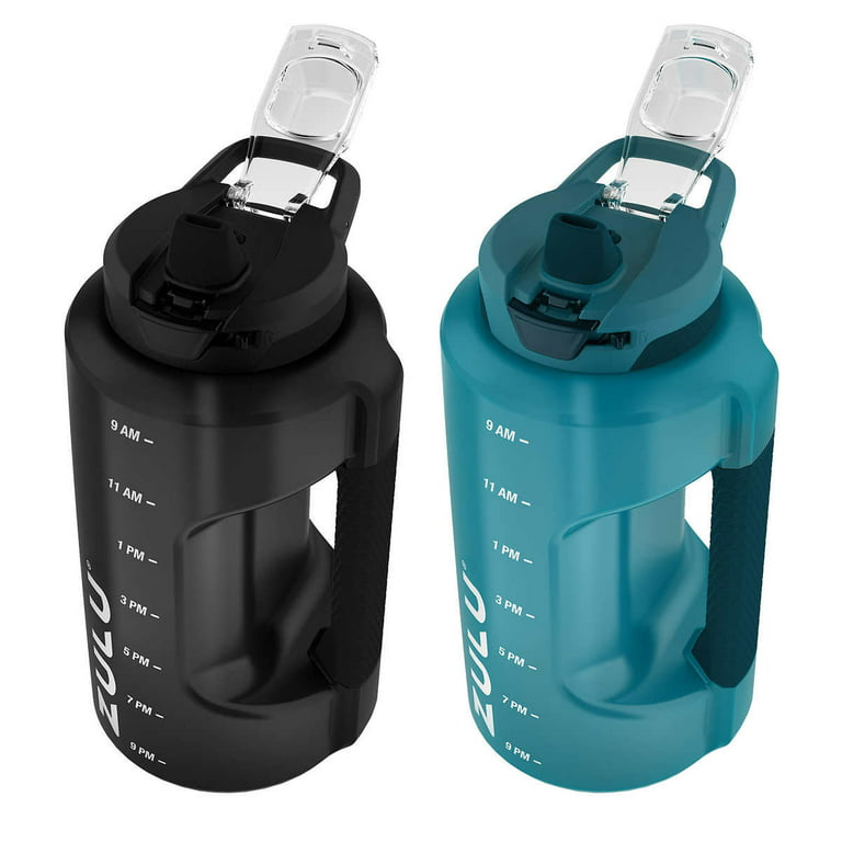 ZULU Half Gallon Water Bottles with Hydration Tracking Time Markers, 2  Pack, 64 Oz (Grape/Aquaviva)