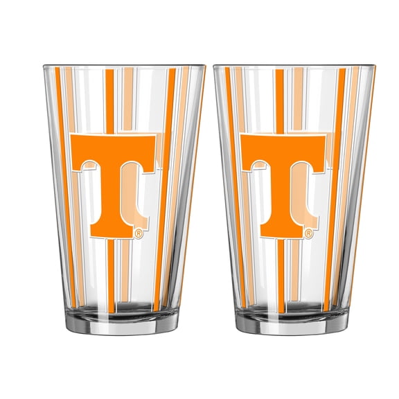 Logo Brands Tennessee Volunteers Two-Piece 16oz. Striped Pint Glass Set