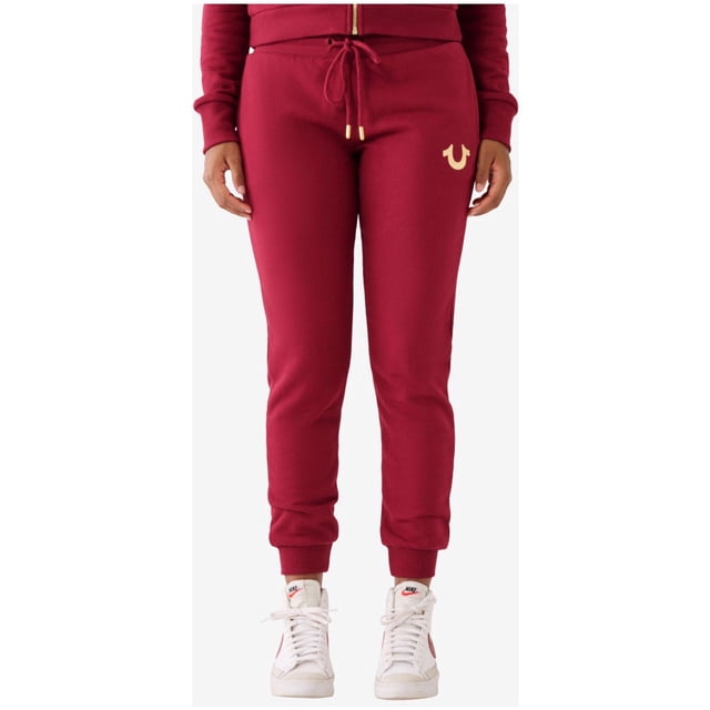 True Religion Womens Horseshoe Metallic Logo Casual Sweatpants, Red, XX-Large