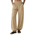 thumbnail image 2 of Mutghys Casual Pants for Women Solid Color Elastic Waist Joggers Pants with Pockets Home Walking Shopping Cozy Breathable Leisure Long Pants S-2XL, 2 of 8
