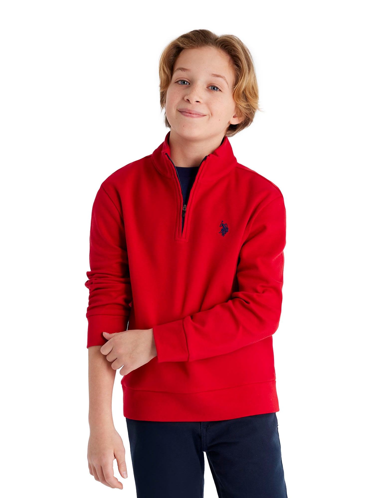U.S. Polo Assn. Boys Interlock Quarter Zip, Sizes 4-18
