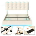 thumbnail image 6 of Homfa Full Size Floating Bed Frame with Led & Charging station, Velvet upholstered bed frame with Ajustable Crystal Button Tufted Headboard, White, 6 of 8