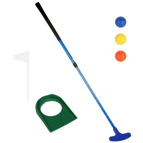 UTEN Mini Golf Putting Set Including 1 Pcs Blue Golf Putter Adjustable Length 3 Practice Golf Balls 1 Golf Putting Cup with Flags for Kids Indoor Outdoor Training