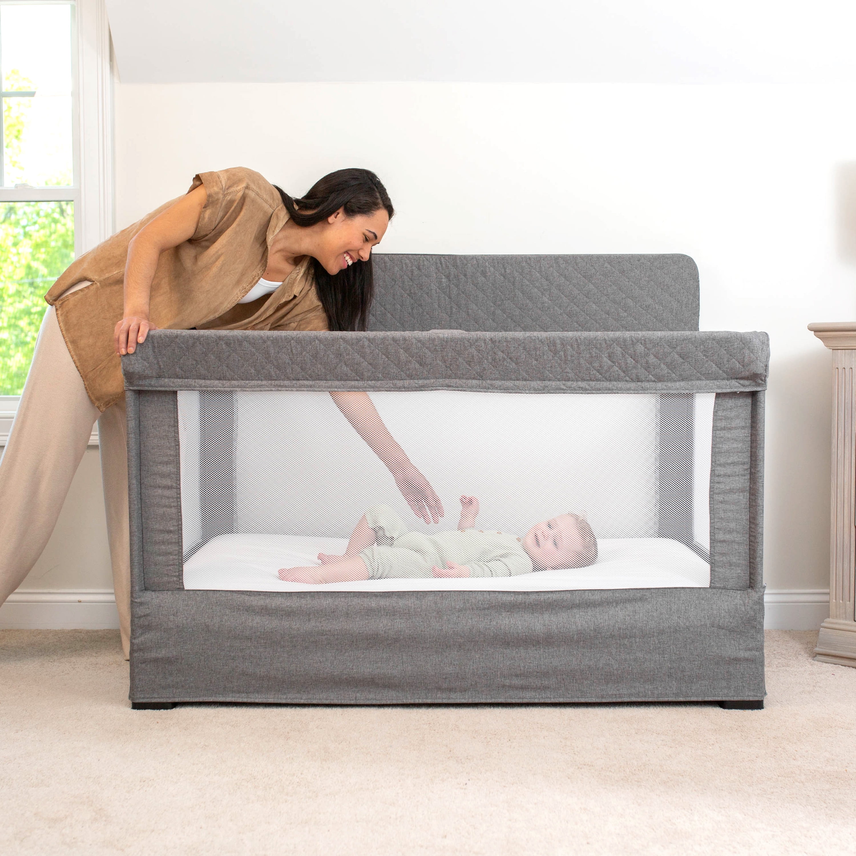 Baby Delight Lunaire Full Size Mesh Baby Crib & Playard, Charcoal Grey