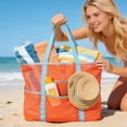 thumbnail image 4 of Extra Large Heavy Duty Mesh Beach Tote Bag, Spacious Swimwear & Pool Gear Storage Bag, Toiletry Organizer Pouch, for Beach Trips Pool Days Vacation Travel/Outdoor Daily, 16*16*8in, Watermelon Red, 4 of 7