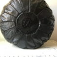 thumbnail image 2 of Black Moroccan Leather Round Pouf, 2 of 4