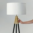thumbnail image 5 of Brightech Levi 61" Antique Brass Mid-Century Modern 1-Light LED Super Bright Floor Lamp with White Fabric Drum Shade, 5 of 12