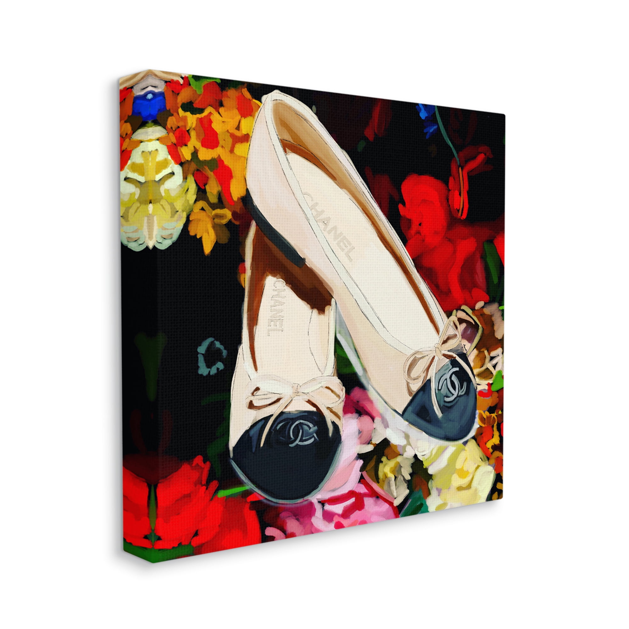 Stupell Industries Glam Shoes Floral Fashion Botanical & Floral Painting Gallery Wrapped Canvas Print Wall Art, 24 x 24