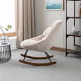 thumbnail image 4 of Rocking Chair Nursery,Modern Sponge Padded Seat Nursery Rocking Glider Chair with Wooden Leg,High Density Velvet/Tufted Upholstered Armchair (Velvet Beige), 4 of 5