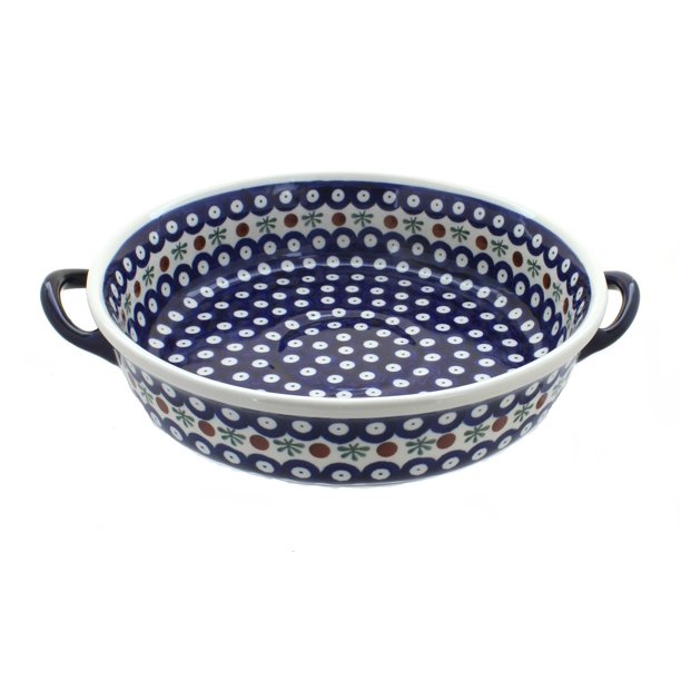Polish Pottery Nature Round Casserole with Handles