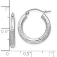 thumbnail image 4 of 10k White Gold Satin & Diamond-cut 3mm Round Hoop Earrings - 15mm, 4 of 6