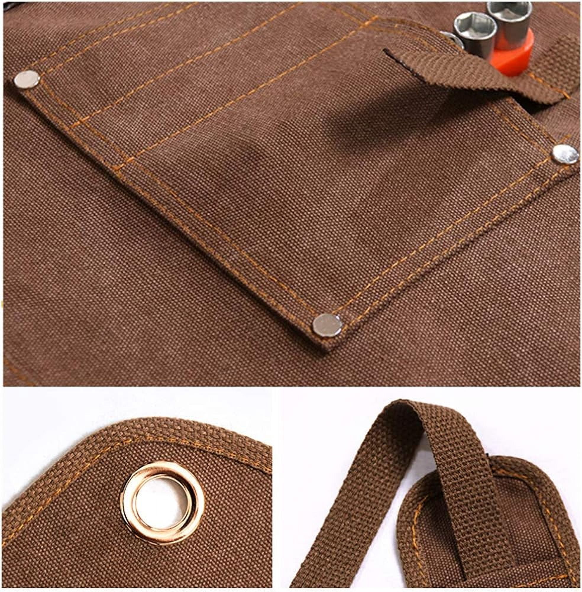 Apron for Woodworking & Metalworking, Reinforced with Big Gunmetal Grommets & Rivets, Fully Adjustable & Water & Wax Resistant, 6 Tool Pockets & Loops for Men & Women