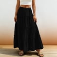 thumbnail image 2 of Diufon Womens Maxi Skirt Summer Casual Ruffle Tiered Elastic Waist Long Skirts Hollowed-out Boho Flowy Skirt, 2 of 9