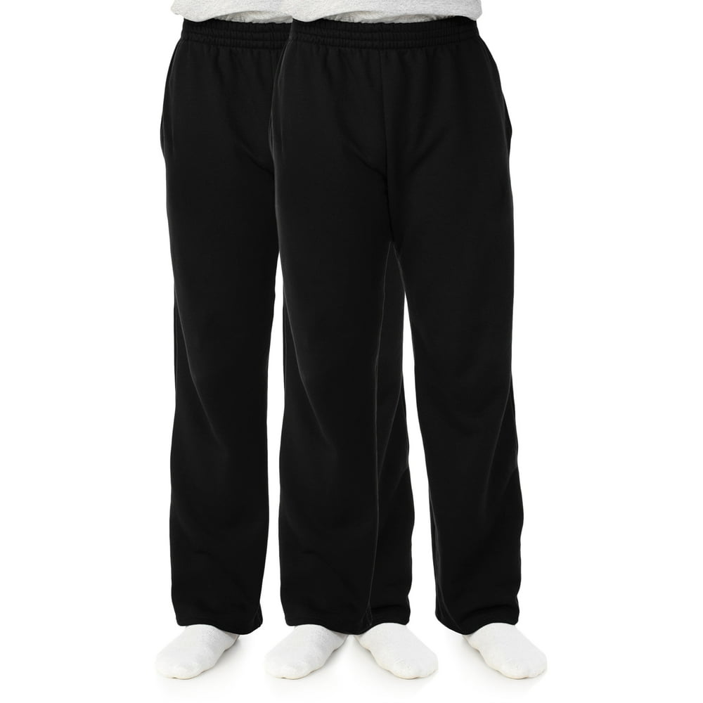Fruit of the Loom - Fruit of the Loom Men's and Big Men's Fleece Open Bottom Sweatpants, 2 Pack