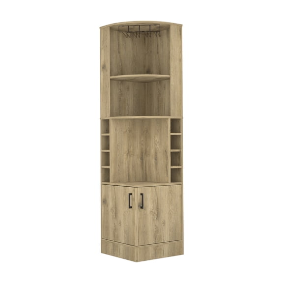 Corner Bar Cabinet Papprika, Living Room, Aged Oak Finish