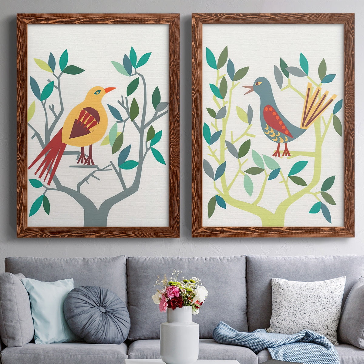 Whitty Bird III - Premium Framed Canvas 2 Piece Set - Ready to Hang