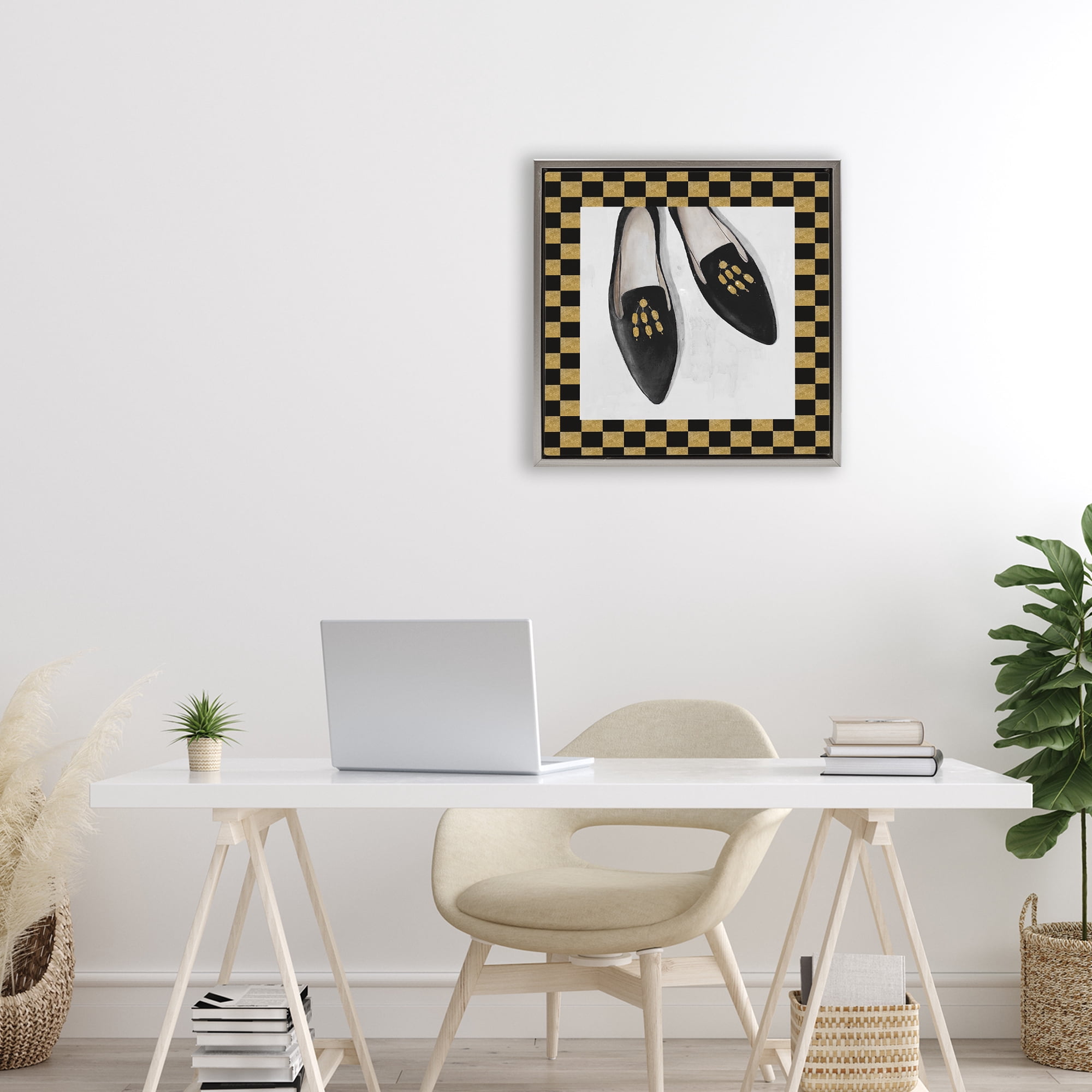 Stupell Industries Luxe Black Flats Gray Framed Floater Canvas Wall Art, design by Lorenzo Collective