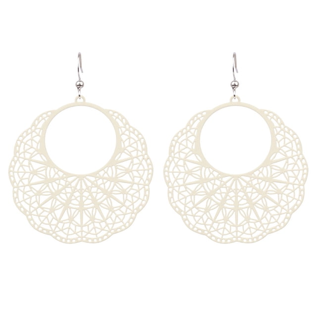 1 par de pendientes de cobre para mujer, redondos, elegantes, recubiertos a la moda, fáciles de combinar, joyería para pendientes, regalo de Ropa, zapatos y accesorios Miscelánea blanco beis Minnieouse AP015713-03