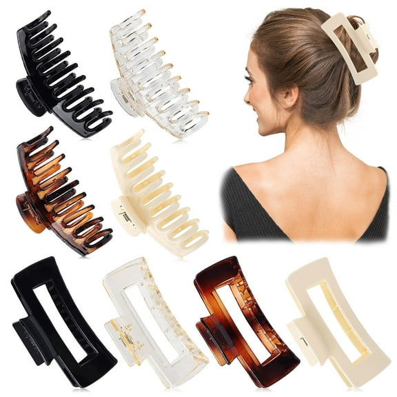 yoglam 8pcs Hair Claw Clip, Nonslip Jumbo Claws Clip, Hair Accessories for Women, Adjust to Most Hair Types