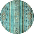 thumbnail image 1 of Ahgly Company Indoor Round Abstract Light Blue Modern Area Rugs, 7' Round, 1 of 4