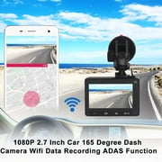 1080P 2.7 Inch Car Tachograph 165 Degree Wide Angle Vehicle Dash Camera Wifi Data Recorder Recording ADAS Function