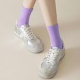 thumbnail image 5 of TZYDMN Womens Ankle Socks Super Soft Combed Cotton Mid-Calf Socks, Purple 3 Pairs, 5 of 6