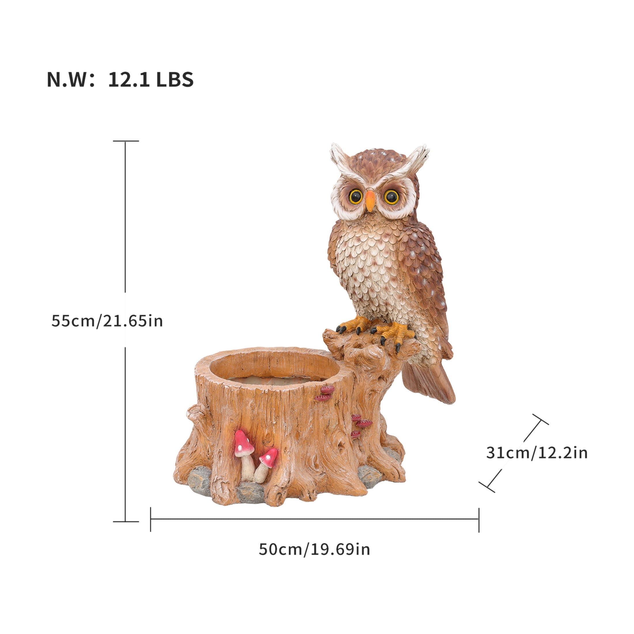 Noble House Owl Garden Planter Pot, Whimsical Resin Figurine Flower Pot for Outdoor Porch and Yard Decor, Multicolor
