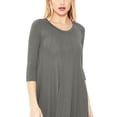 thumbnail image 4 of Women's Plus Size Round Neck 3/4 Sleeves Solid A-Line Midi Dress, 4 of 4