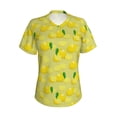thumbnail image 2 of Uemuo Bright Lemons Printed Women's Classic V-Neck T-Shirt - Soft, Breathable, Moisture-Wicking, Perfect for Casual, Office, Travel, and Everyday Wear-Small, 2 of 5