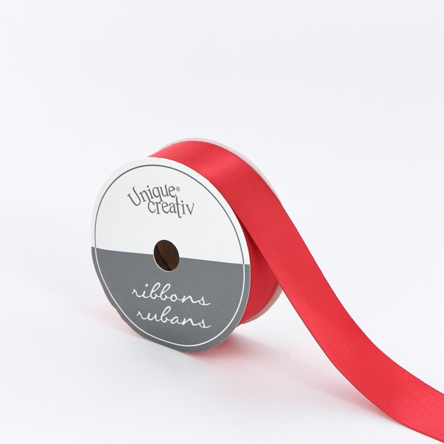 UNIQUE CREATIV Satin Ribbon 25 mm (0.98 in) × 5.5 m (⅞ in × 6 yd), Red, 5.49 m (18 ft)
