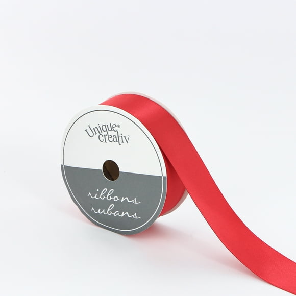 UNIQUE CREATIV, ruban, satin simple face, rouge, 100 % polyester, 25 mm x 5,5 m (⅞ po x 6 v)