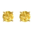 thumbnail image 3 of 14K Solid Gold Screw Back Stud Earrings for Women | 2 cttw Round Cut Simulated Yellow Diamond | Yellow Gold, 3 of 5