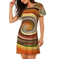 thumbnail image 2 of Kdxio Colorful Swirl Pattern Womens Short Sleeve Sleepshirt Scoopneck Cute Nightdress Ruffle Comfy Nightgown, 2 of 6