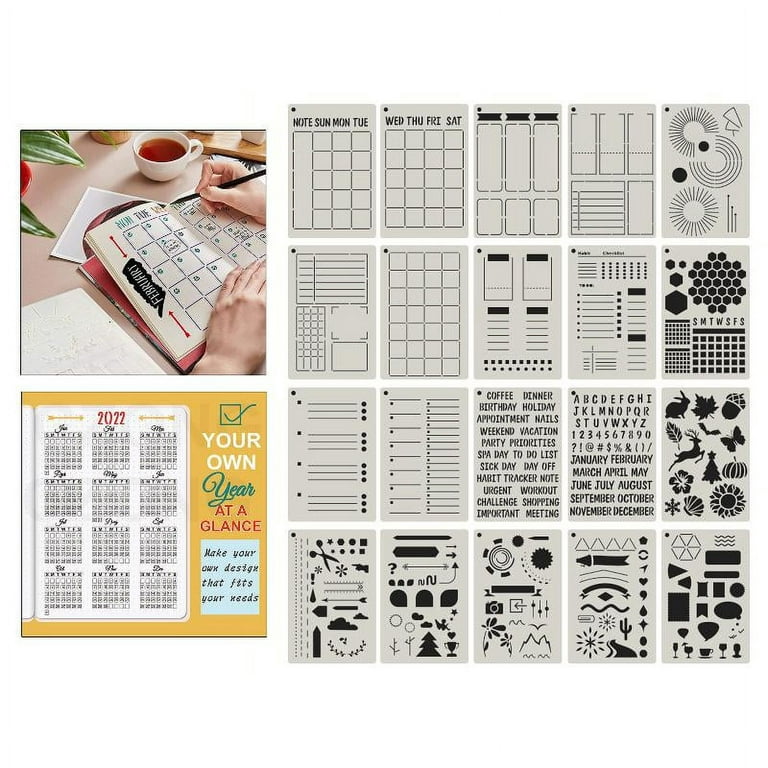 HeroNeo 20PCS A5 Planner Stencils Journal Templates DIY Drawing Templates  for DIY Notebook Scrapbook Diary Calendar 5x7.5 Inch 
