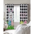 thumbnail image 4 of Bunny Easter Blackout Curtains for Bedroom Living Room Darkening Curtains 84 Inch Length 2 Panels Set Spring Floral Eggs Black White Plaid Window Curtain Window Treatment Grommet Drapes 42"x84", 4 of 9
