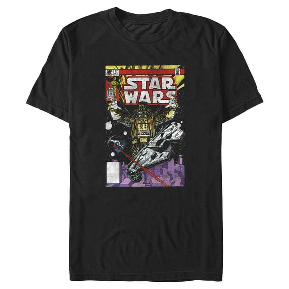 Men's Star Wars: A New Hope Darth Vader Attacks Comic Book Cover Graphic T-Shirt