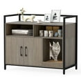 thumbnail image 1 of Gymax Cat Litter Box Enclosure w/ Storage Compartments Removable Scratching Board Gray, 1 of 10