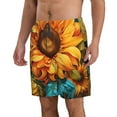 thumbnail image 2 of KLL Deep Yellow Colorful Sunflower Men's Casual Summer Beach Shorts Hawaiian Shorts with Pockets-Large, 2 of 5