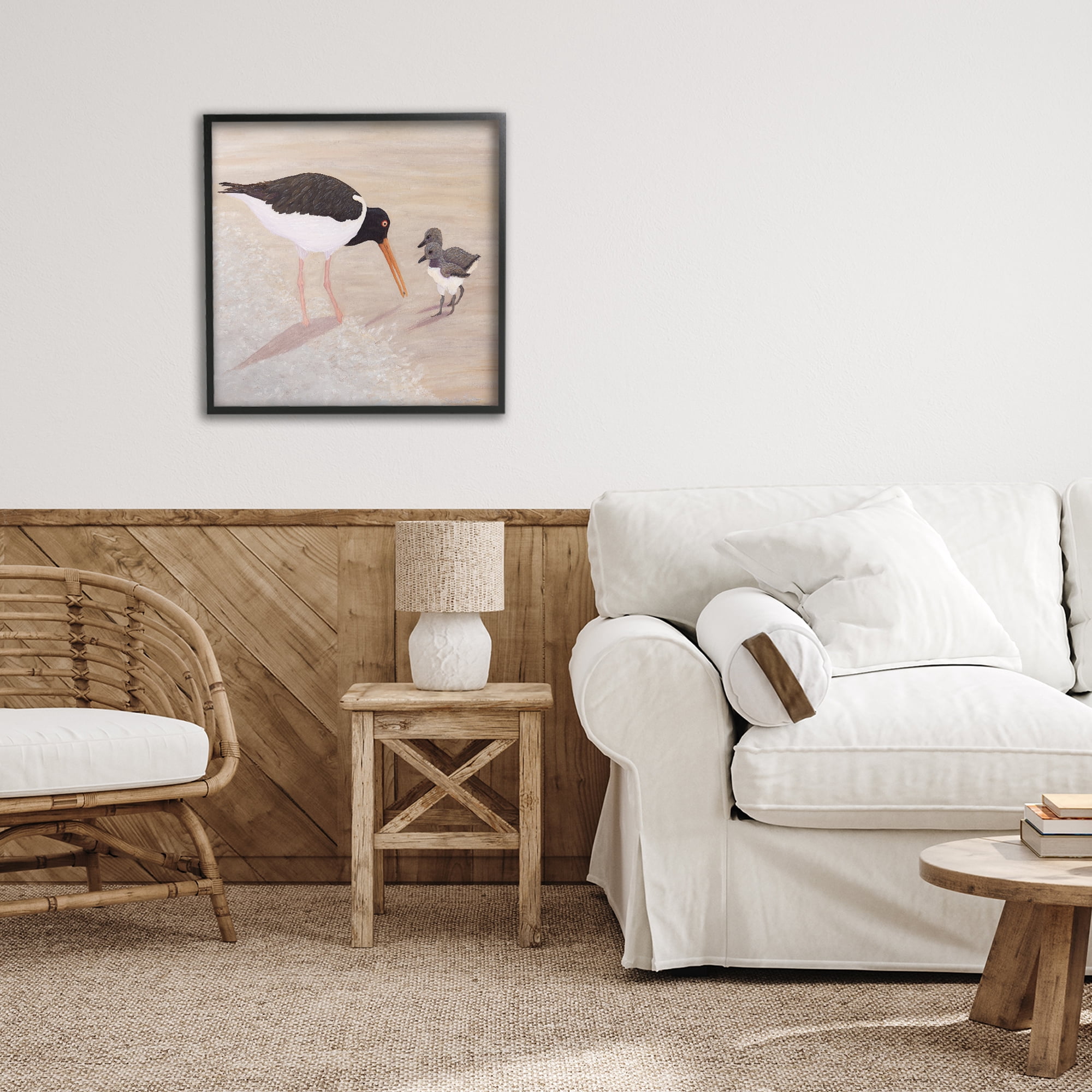 Stupell Industries American Oyster Catcher & Chicks Black Framed Giclee Art, design by Barbara Fallenbaum