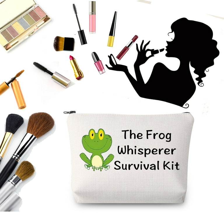 The Frog Whisperer Survival Kit Makeup Bag Frog Animals Toad Lover Gift  Novelty Frog Makeup Zipper Pouch Bag Frogs Lover Gift for Crazy Frog Lady 