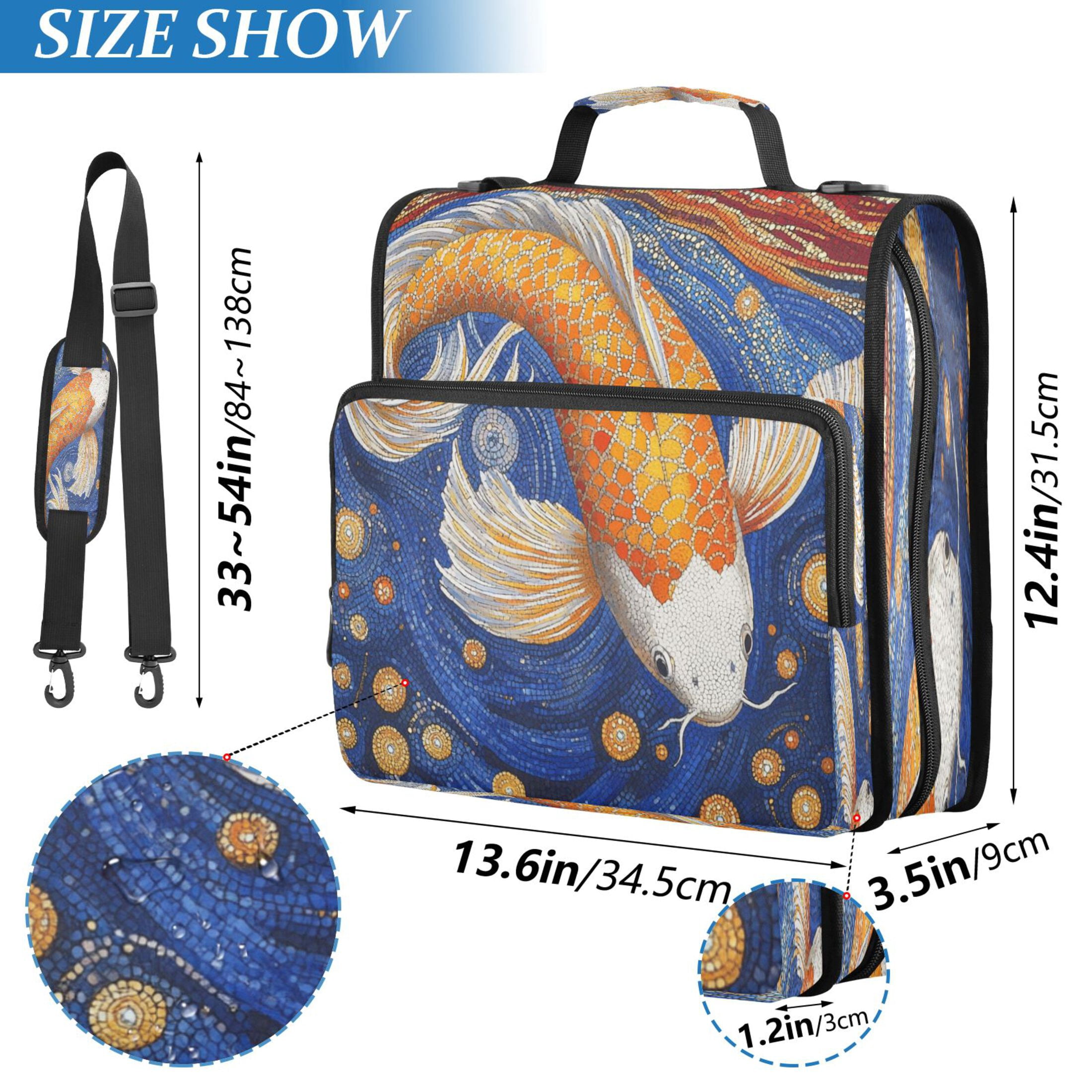 YAZAOO Zipper Binder trapper keeper Documents Organized Design Cosmic Koi Printed